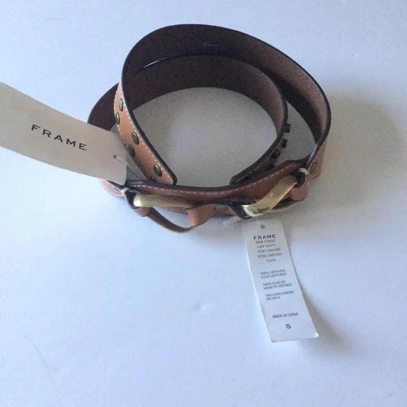 FRAME WOMENS LEATHER DOUBLE TWIST WAIST BELT IN CUOIO SIZE SMALL NWT FRAME WOMENS LEATHER DOUBLE TWIST WAIST BELT IN CUOIO SIZE  main image 4